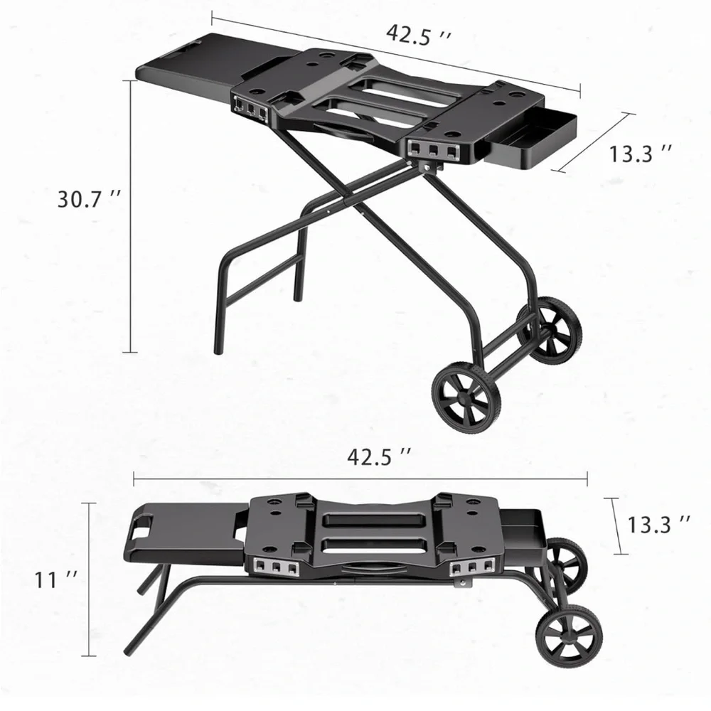 Compatible Portable BBQ🍖Stand w Wheels Side Table & Storage Basket🧺 - Picture 4 of 9